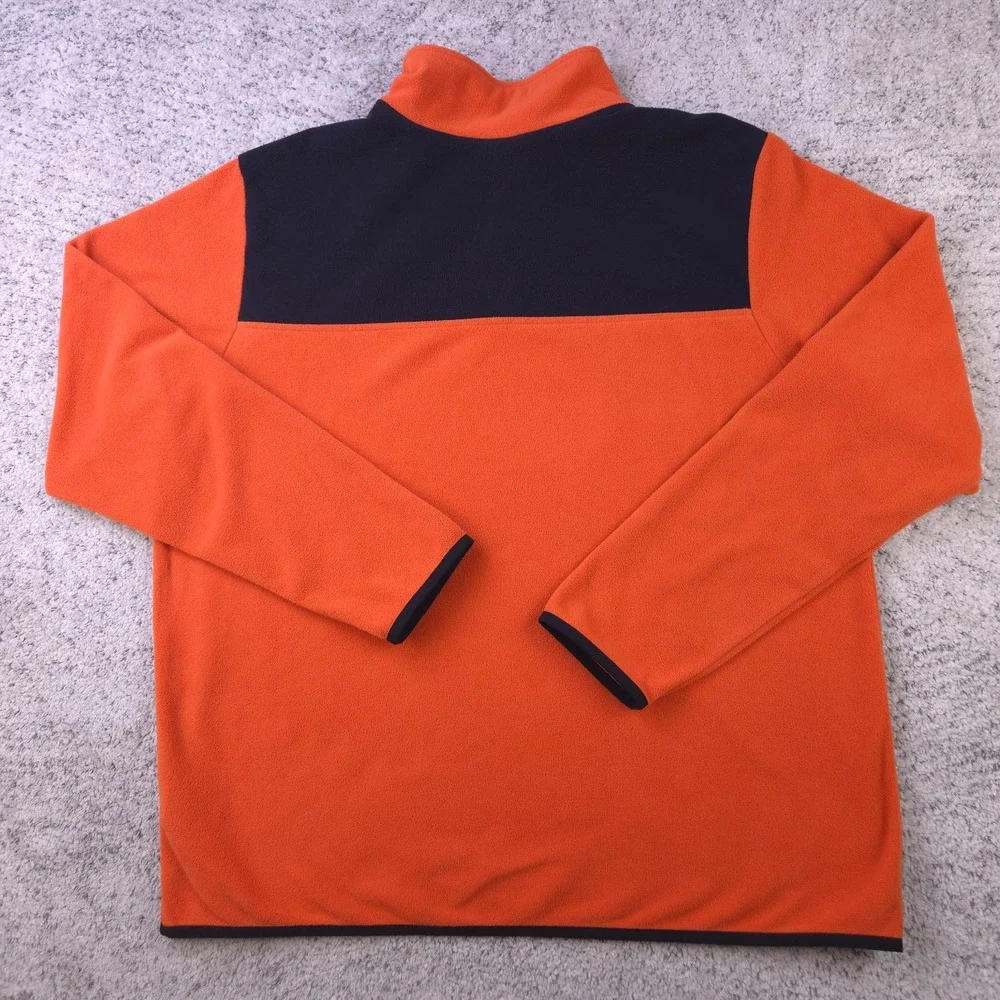 The North Face Sweater Mens XL Fleece Pullover Snap Neck Orange Logo Mock Neck